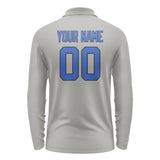 Custom Gray Sky Blue Long Sleeve Polo Shirt