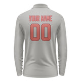 Custom Gray Copper Rose Long Sleeve Polo Shirt