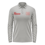 Custom Gray Copper Rose Long Sleeve Polo Shirt