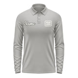 Custom Gray Cream Long Sleeve Polo Shirt