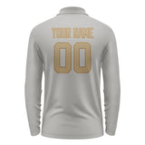 Custom Gray Light Khaki Long Sleeve Polo Shirt