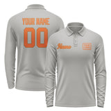 Custom Gray Orange Long Sleeve Polo Shirt