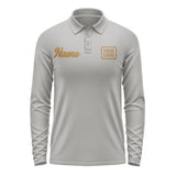 Custom Gray Khaki Long Sleeve Polo Shirt