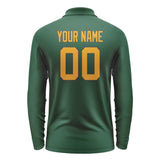 Custom Green Yellow Long Sleeve Polo Shirt