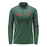 Custom Green Red Long Sleeve Polo Shirt