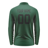 Custom Green Black Long Sleeve Polo Shirt