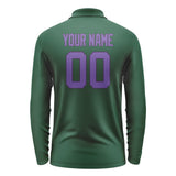 Custom Green Light Purple Long Sleeve Polo Shirt