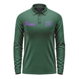 Custom Green Light Purple Long Sleeve Polo Shirt
