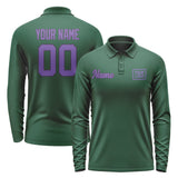 Custom Green Light Purple Long Sleeve Polo Shirt
