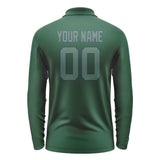 Custom Green Blue Green Long Sleeve Polo Shirt