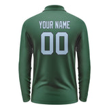 Custom Green Light Blue Long Sleeve Polo Shirt
