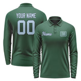 Custom Green Light Blue Long Sleeve Polo Shirt
