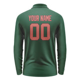 Custom Green Copper Rose Long Sleeve Polo Shirt