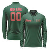 Custom Green Copper Rose Long Sleeve Polo Shirt