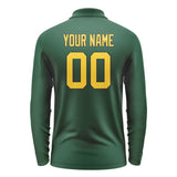 Custom Green Gold Long Sleeve Polo Shirt