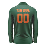 Custom Green Orange Long Sleeve Polo Shirt