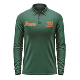 Custom Green Orange Long Sleeve Polo Shirt