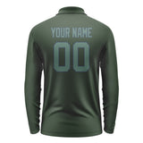 Custom Dark Green Blue Green Long Sleeve Polo Shirt