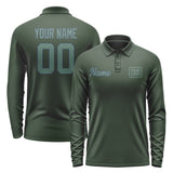 Custom Dark Green Blue Green Long Sleeve Polo Shirt