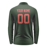 Custom Dark Green Copper Rose Long Sleeve Polo Shirt