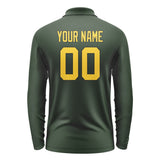 Custom Dark Green Gold Long Sleeve Polo Shirt