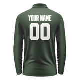 Custom Dark Green White Long Sleeve Polo Shirt