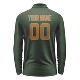 Custom Dark Green Khaki Long Sleeve Polo Shirt