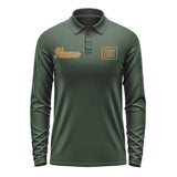 Custom Dark Green Khaki Long Sleeve Polo Shirt