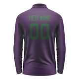 Custom Purple Green Long Sleeve Polo Shirt