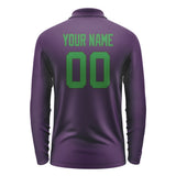 Custom Purple Emerald Green Long Sleeve Polo Shirt