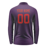 Custom Purple Red Long Sleeve Polo Shirt