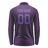 Custom Purple Light Purple Long Sleeve Polo Shirt