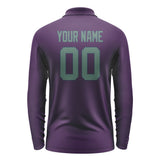 Custom Purple Blue Green Long Sleeve Polo Shirt