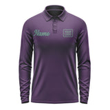 Custom Purple Blue Green Long Sleeve Polo Shirt