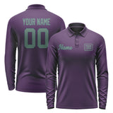 Custom Purple Blue Green Long Sleeve Polo Shirt