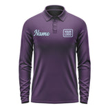 Custom Purple Light Blue Long Sleeve Polo Shirt
