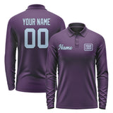 Custom Purple Light Blue Long Sleeve Polo Shirt