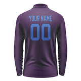 Custom Purple Sky Blue Long Sleeve Polo Shirt