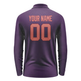 Custom Purple Copper Rose Long Sleeve Polo Shirt