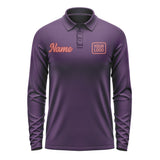 Custom Purple Copper Rose Long Sleeve Polo Shirt
