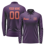 Custom Purple Copper Rose Long Sleeve Polo Shirt