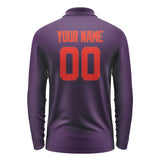 Custom Purple Orange Red Long Sleeve Polo Shirt