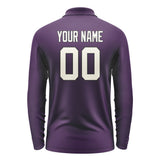 Custom Purple Cream Long Sleeve Polo Shirt