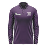 Custom Purple Cream Long Sleeve Polo Shirt