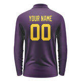 Custom Purple Gold Long Sleeve Polo Shirt