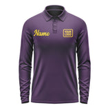 Custom Purple Gold Long Sleeve Polo Shirt