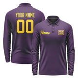 Custom Purple Gold Long Sleeve Polo Shirt