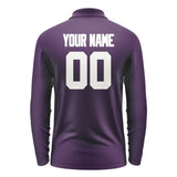 Custom Purple White Long Sleeve Polo Shirt