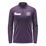 Custom Purple White Long Sleeve Polo Shirt