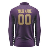 Custom Purple Light Khaki Long Sleeve Polo Shirt
